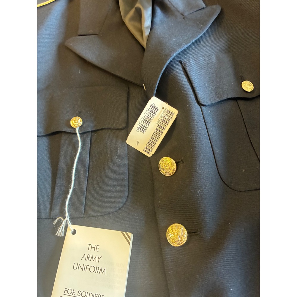 US Army ASU Dress Blues Uniform Coat Jacket Navy Gold Button 40LC New with Tags - Picture 4 of 10